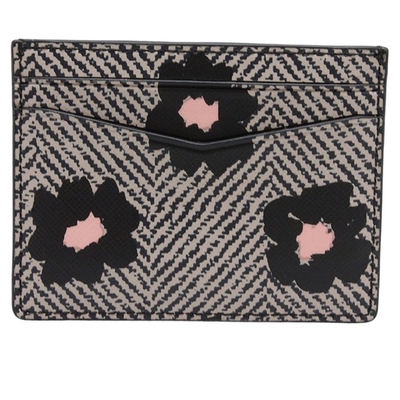Kate Spade Staci Small Slim Herringbone Floral Card Holder - Picture 2 of 6